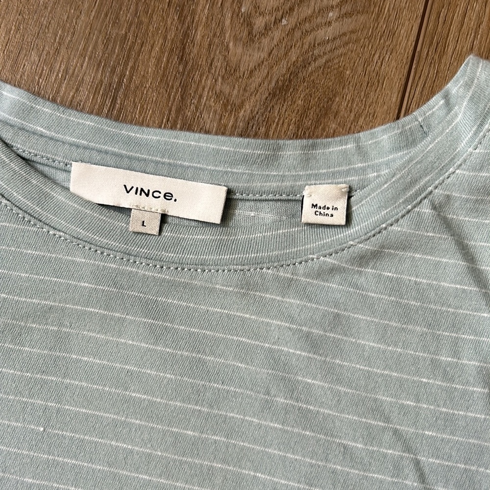 Vince Women's Neppy Stripe Short Sleeve Shrunken Crew Large - Picture 4 of 7